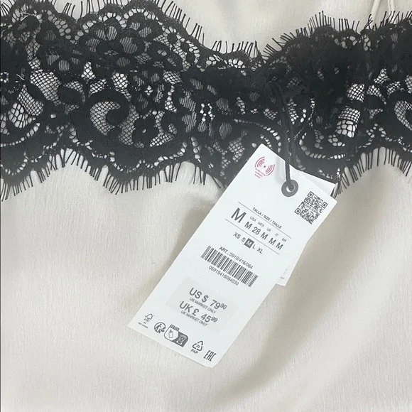 ZARA SATIN EFFECT LACE TOP ZW COLLECTION - Picture 9 of 14